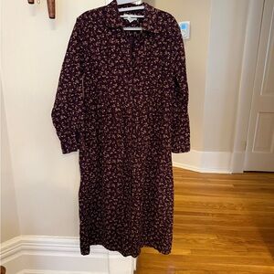 Floral Corduroy Dres LL Bean Soft 100% cotton Neutral Classic 8P